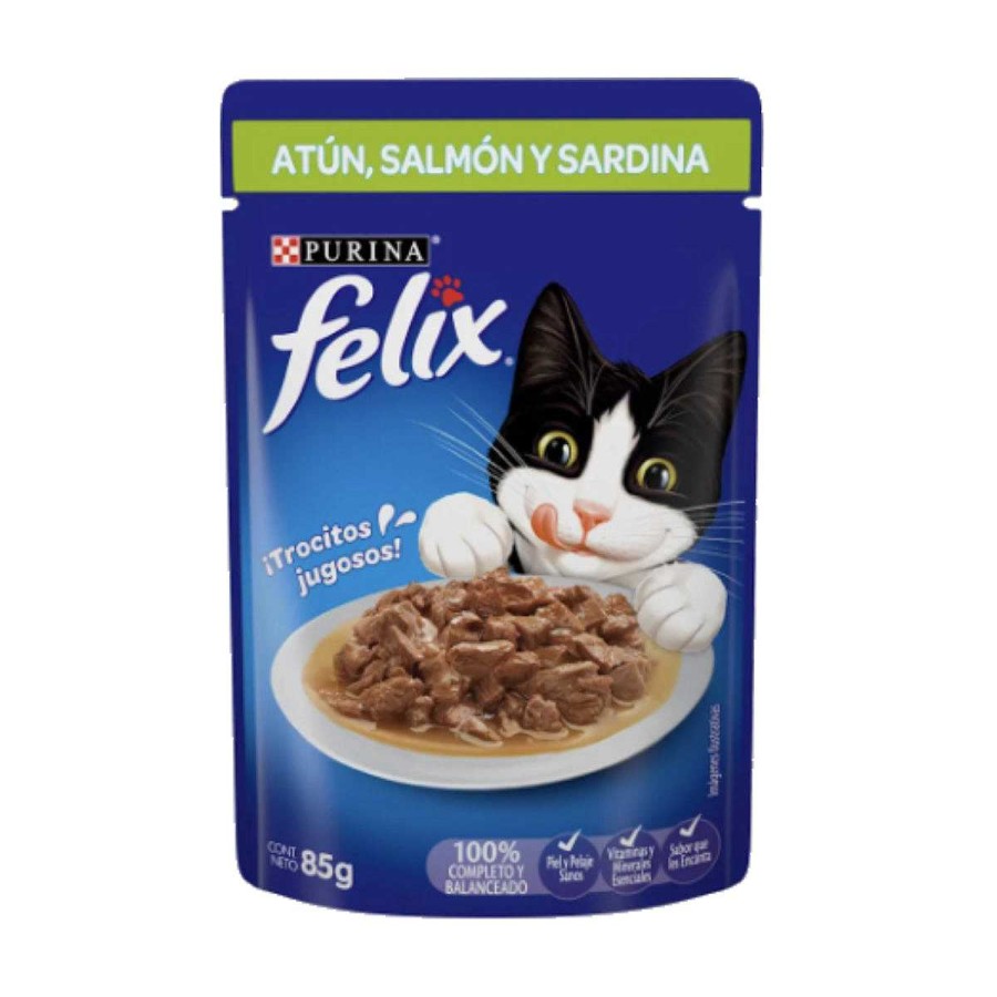 Gato Felix Alimento H Medo | Alimento H Medo Para Gato Adulto Purina Felix At N, Salm N Y Sardina 24 Pouches