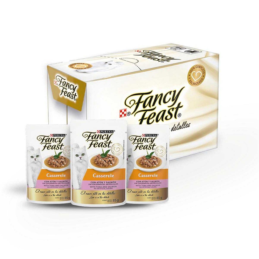 Gato Fancy Feast Alimento H Medo | Caja De Sobres Casserole Con At N Y Salm N Fancy Feast