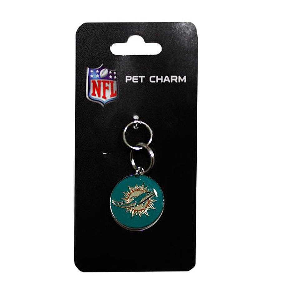 Perro Croquetero Collares Y Correas | Placa Grabable Nfl Miami Dolphins