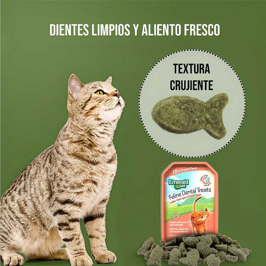 Gato Emerald Pet Cuidado Dental | Premios Para Gatos Dental Treats Fresh Pack Sabor Salm N Emerald Pet