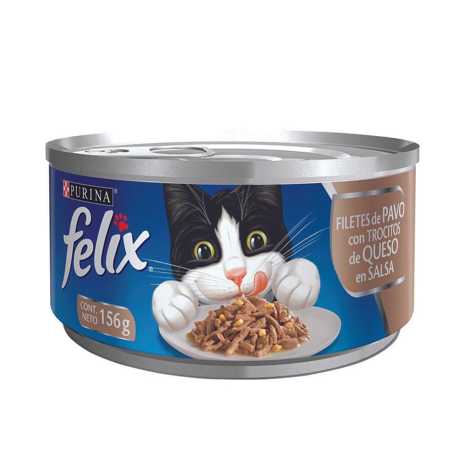 Gato Felix Alimento H Medo | Lata Sabor Trocitos De Pavo En Salsa De Queso (Individual)