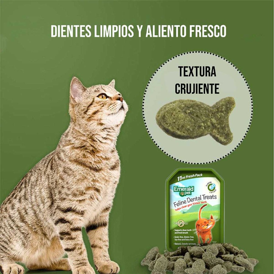 Gato Emerald Pet Cuidado Dental | Premios Para Gatos Dental Treats Fresh Pack Sabor Catnip Emerald Pet