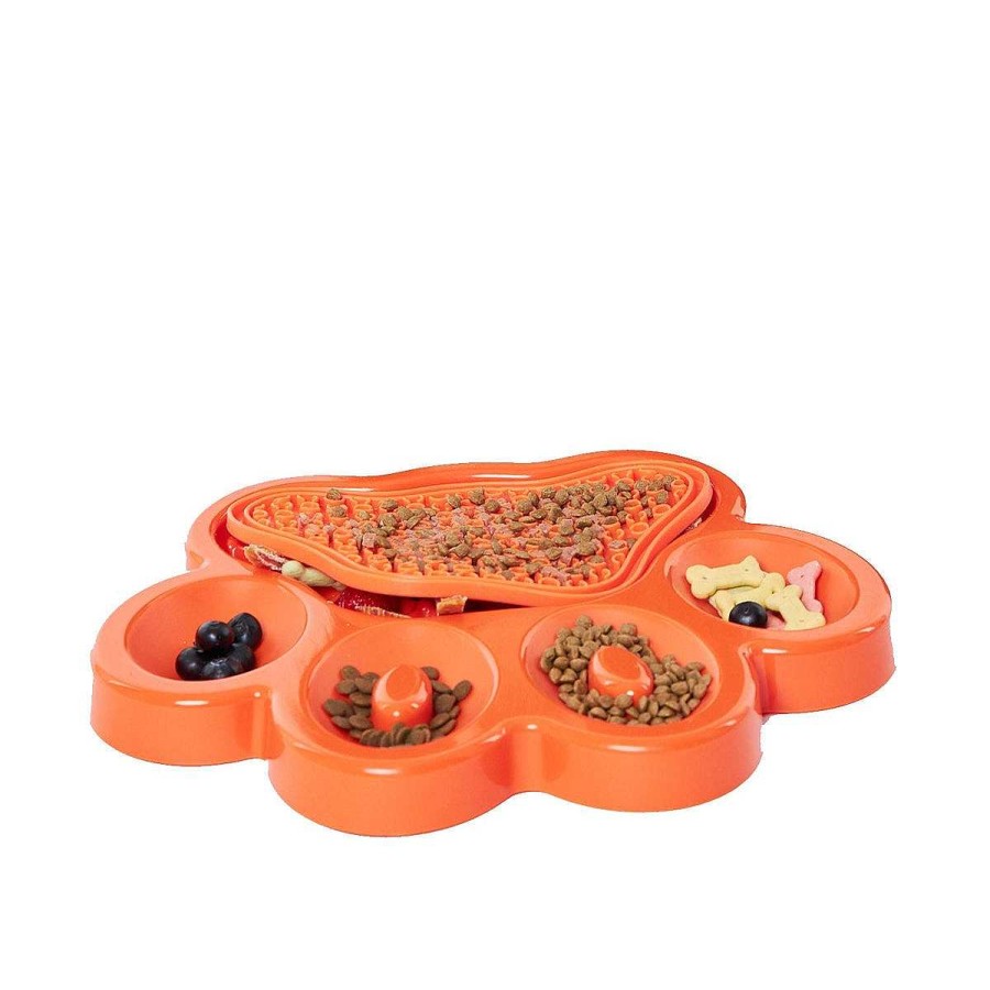 Perro Pet Dream House Platos Y Bebederos | Plato 2 En 1 Paw Slow Feeder Y Lick Pad