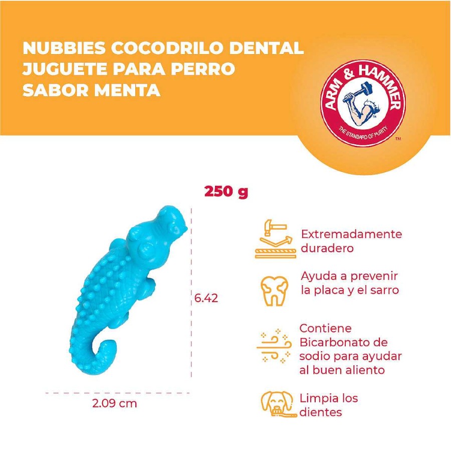 Perro Arm and Hammer Mordederas | Juguete Limpia Dientes Para Perro Cocodrilo Menta Arm And Hammer