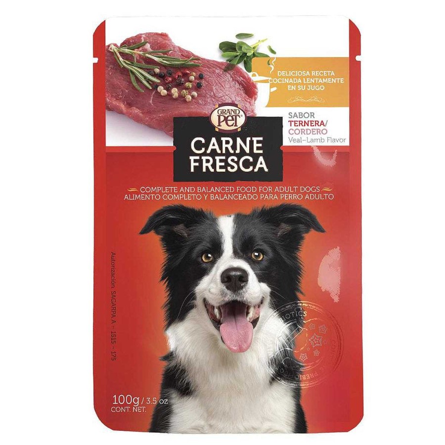 Perro Carne Fresca Alimento H Medo | Alimento En Sobre Para Perro De Ternera Y Cordero Carne Fresca 100 G (Individual)