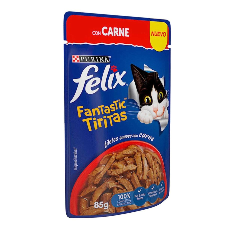 Gato Felix Alimento H Medo | Alimento H Medo Para Gato Adulto Purina Felix Fantastic Tiritas Con Carne 24 Pouches