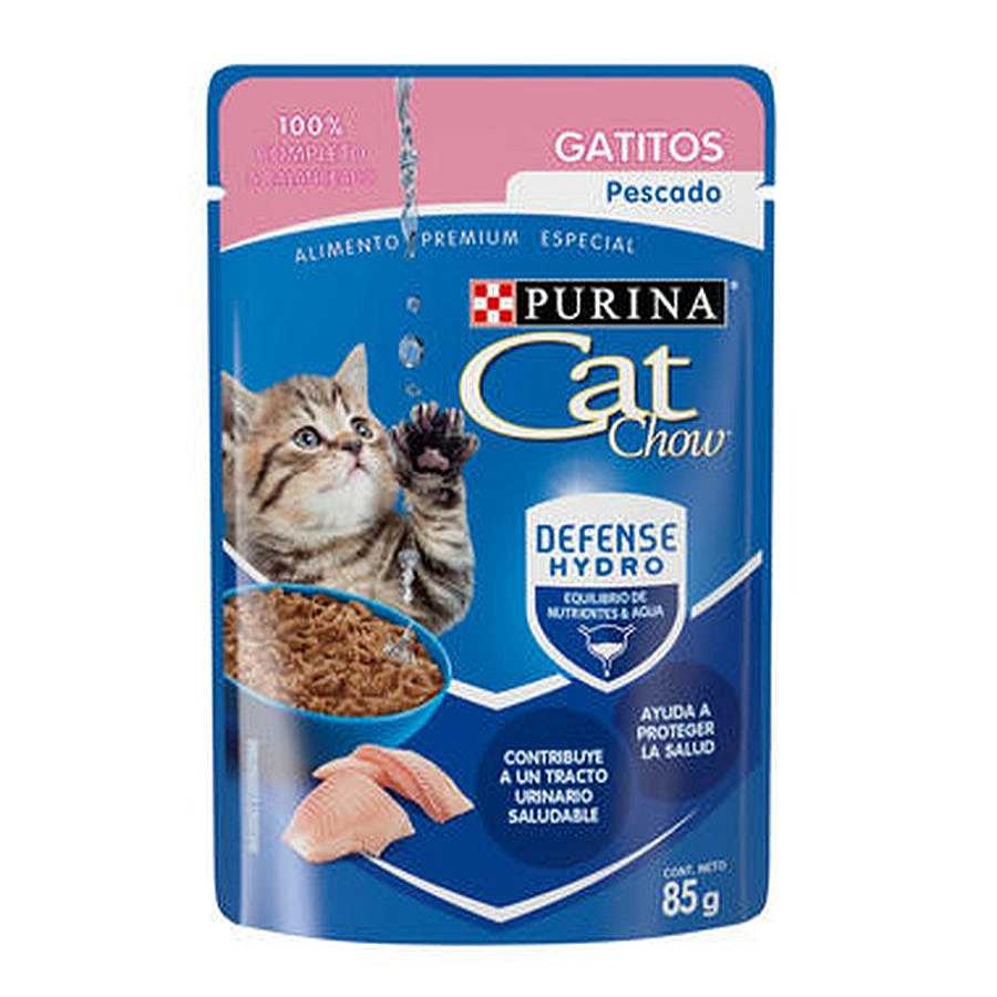 Gato Cat Chow Alimento H Medo | Alimento H Medo Para Gatitos Purina Cat Chow Con Defense Hydro Pescado 24 Pouches De 85 Gr