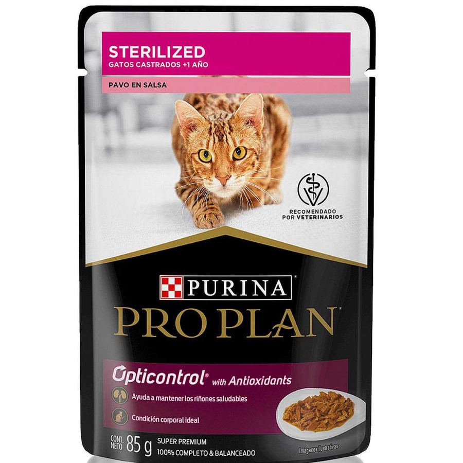 Gato Pro Plan Alimento H Medo | Alimento H Medo En Sobre Para Gato Adulto Purina Pro Plan Esterilizado Pavo En Salsa Caja Con 12 Piezas