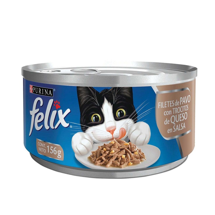 Gato Felix Alimento H Medo | Latas Para Gato Sabor Trocitos De Pavo En Salsa De Queso