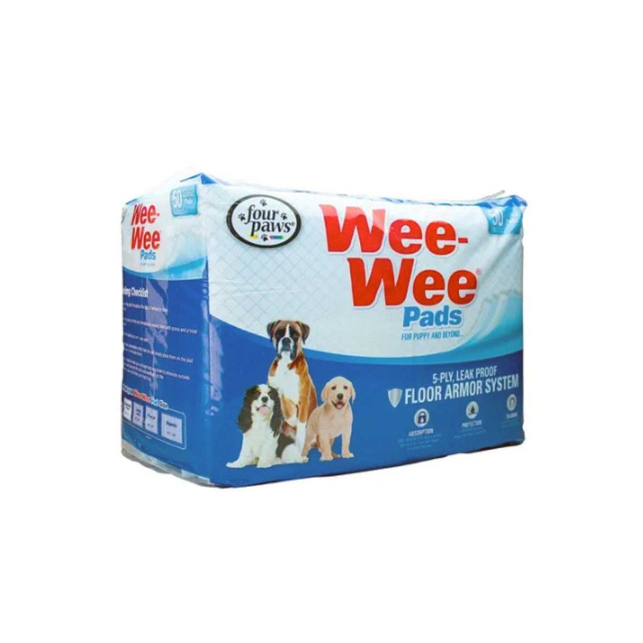 Perro Four Paws Tapetes | Tapete Entrenador Absorbente Wee Wee Desechable Four Paws 50 Pzs