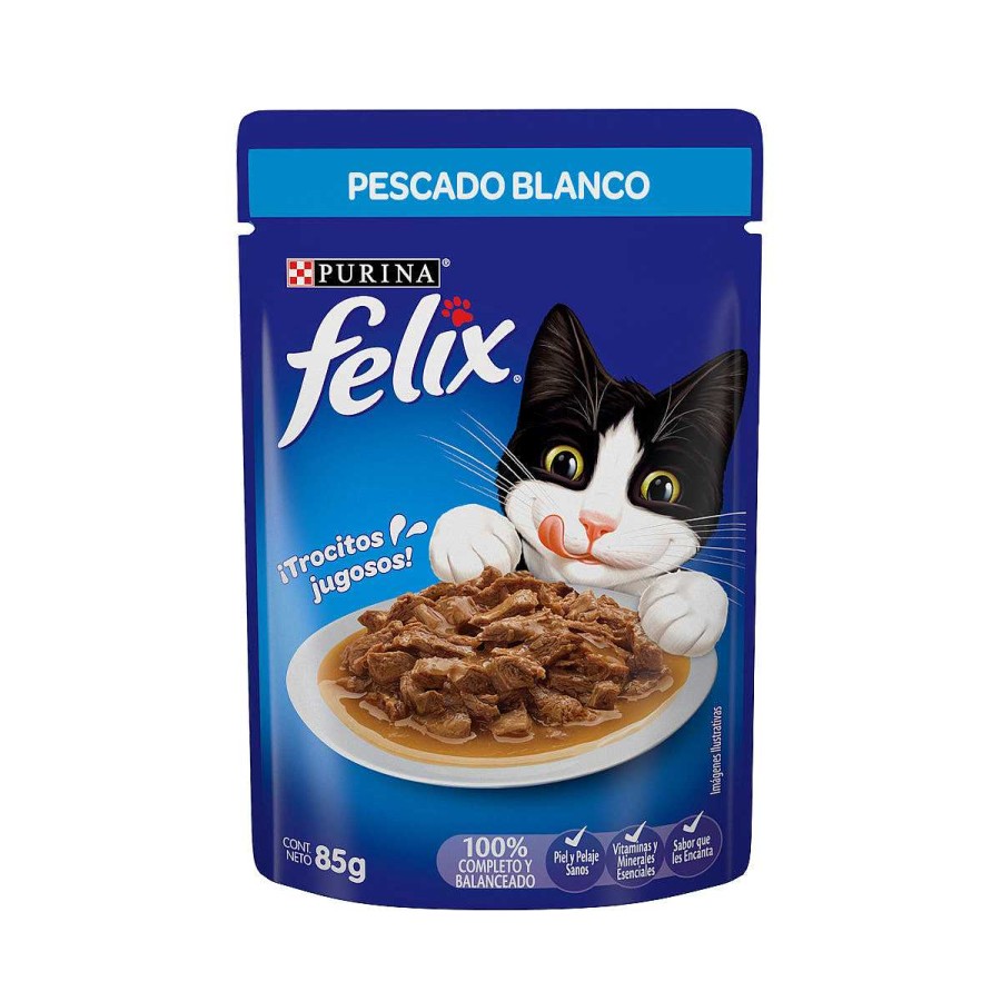 Gato Felix Alimento H Medo | Alimento H Medo Para Gato Adulto Purina Felix Pescado Blanco 24 Pouches