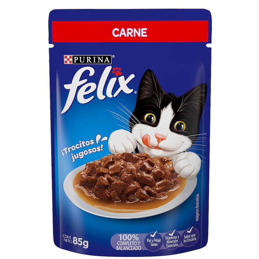 Gato Felix Alimento H Medo | Alimento H Medo Para Gato Adulto Purina Felix Carne Salsa 24 Pouches