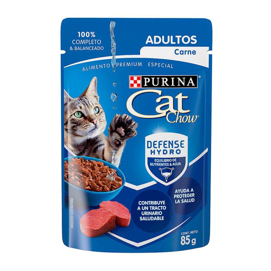 Gato Cat Chow Alimento H Medo | Alimento H Medo Para Gato Adulto Purina Cat Chow Con Hydro Carne 24 Pouches De 85 Gr