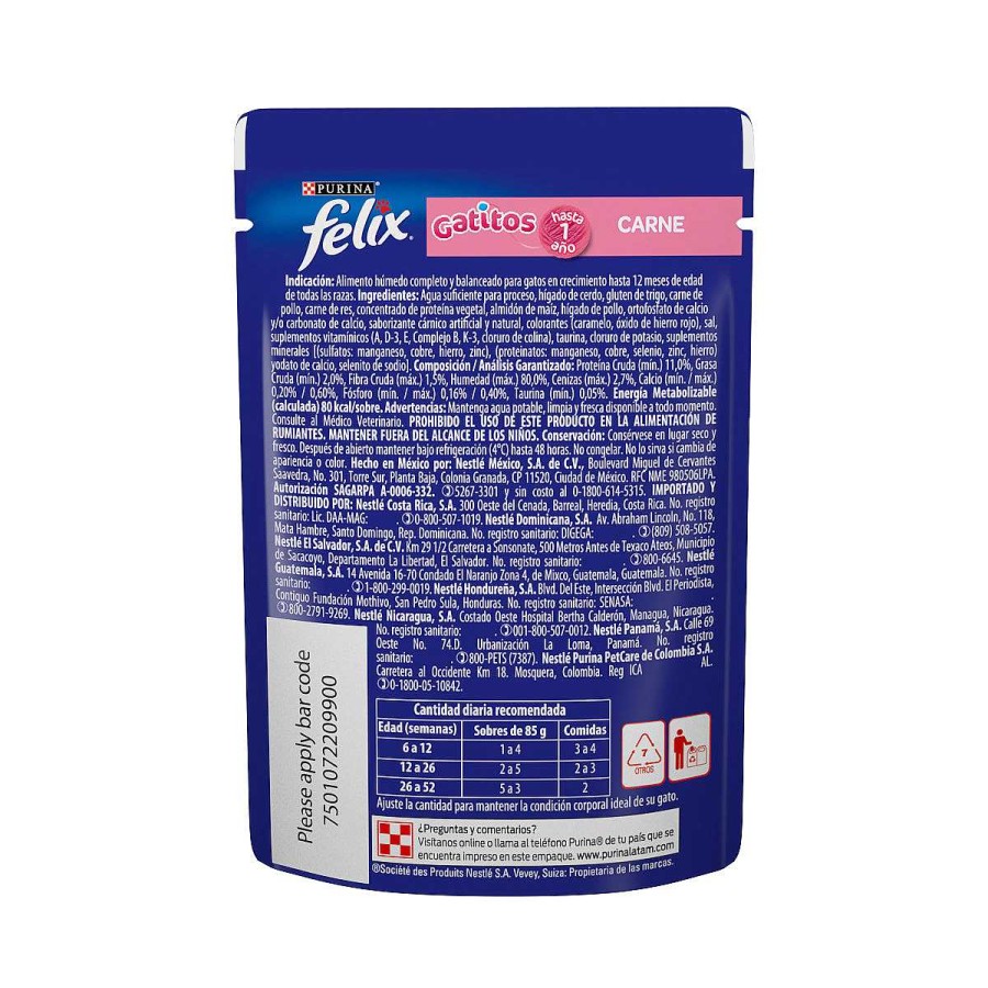 Gato Felix Alimento H Medo | Alimento H Medo Para Gatitos Purina Felix Carne Salsa 24 Pouches