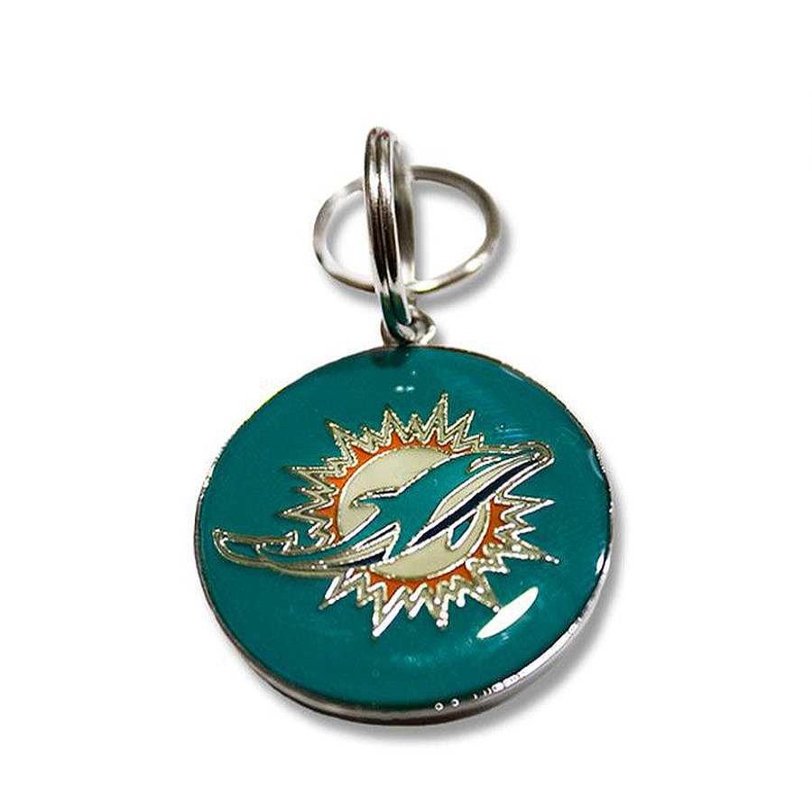 Perro Croquetero Collares Y Correas | Placa Grabable Nfl Miami Dolphins