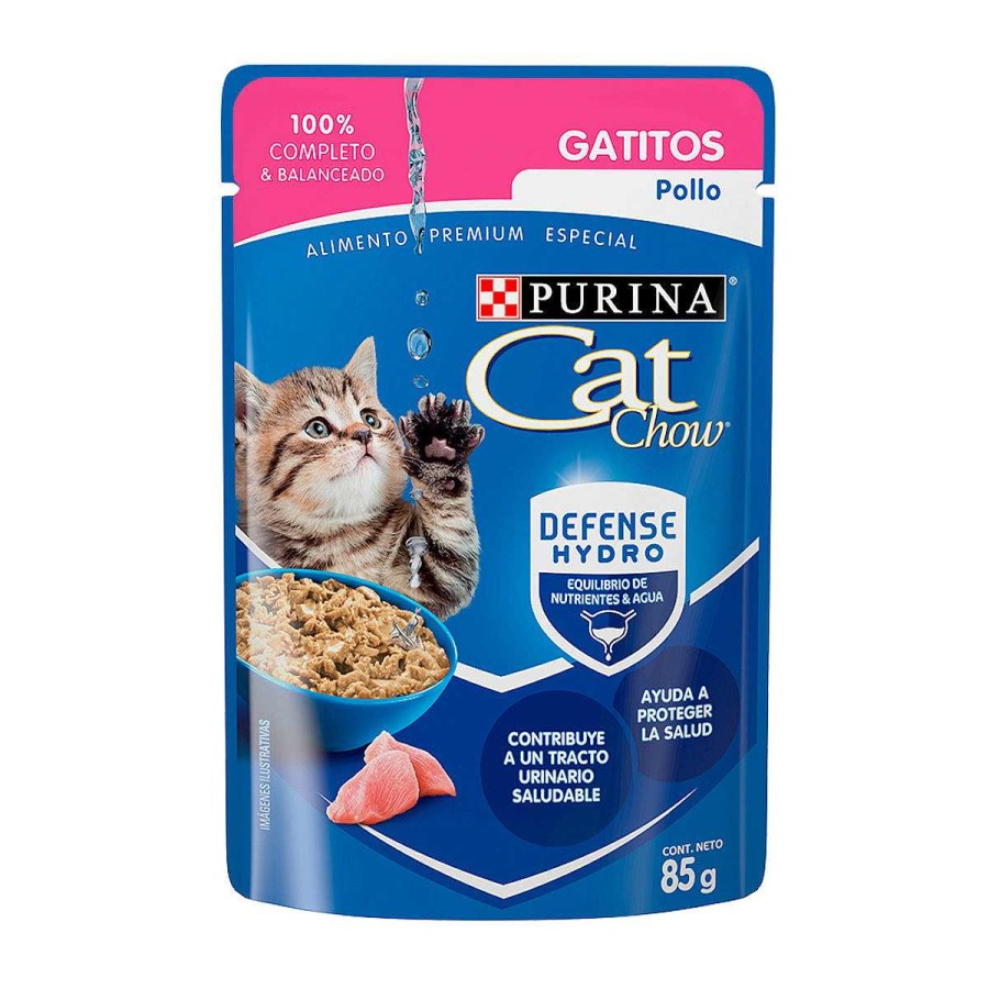 Gato Cat Chow Alimento H Medo | Alimento H Medo Para Gatitos Purina Cat Chow Con Defense Hydro Pollo 24 Pouches De 85 Gr