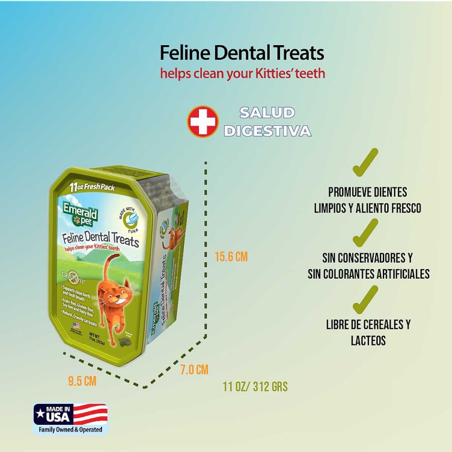 Gato Emerald Pet Cuidado Dental | Premios Para Gatos Dental Treats Fresh Pack Sabor At N Emerald Pet