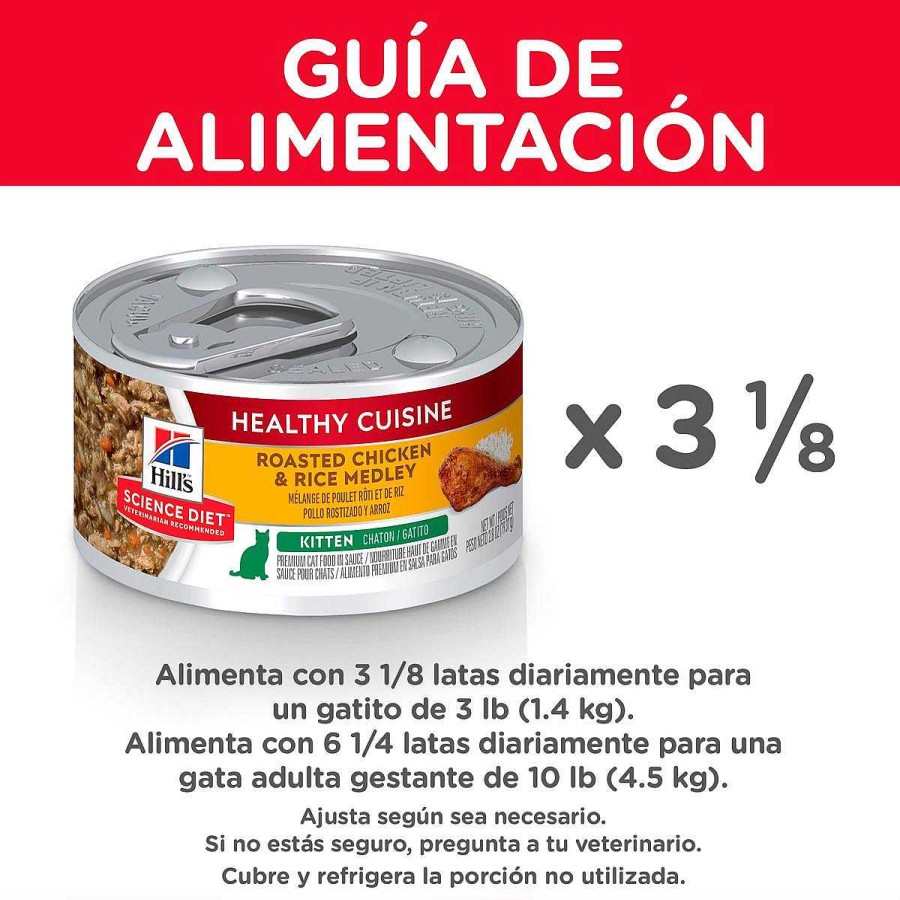 Gato Hill's Science Diet Alimento H Medo | Alimento H Medo En Lata Para Gatito Hill'S Science Diet Kitten Healthy Cuisine Pollo Asado Y Arroz 80 G (Individual)